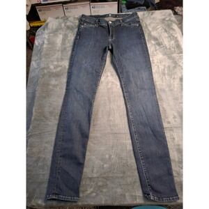 7 For All Mankind The Skinny Jeans Dark Indigo Blue Stretch Denim Womens